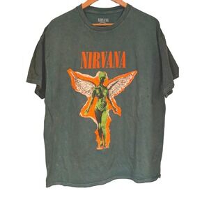Nirvana In Utero Angel T Shirt Green XL Vintage Band Tee